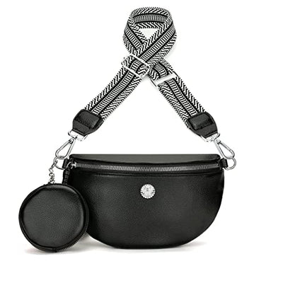 Stylish Fanny Pack Crossbody Bag Wide Strap Handbag Shoulder Bag Small Fanny Pack Modern Bags Vegan Leather Chest Bag With Coin Purse