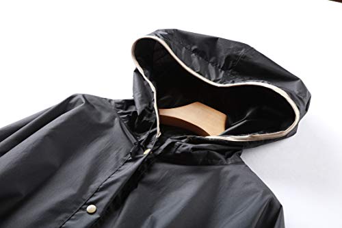 Rain poncho stylish waterproof raincoat with hood zipper