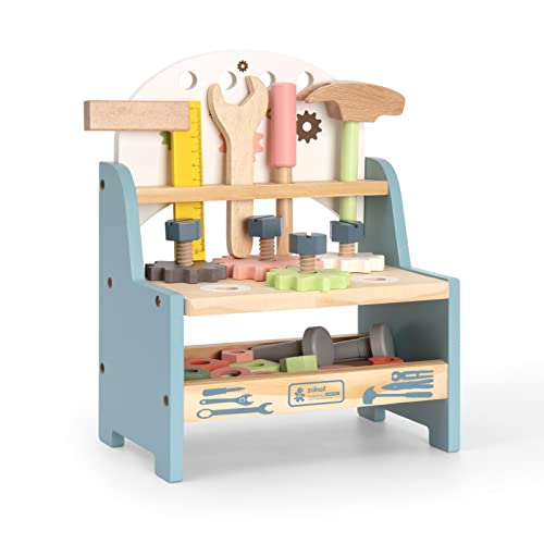 Mini Wooden Workbench Toy, Children's Tool Bench with Tools and Accessories, Wooden Children's Toy