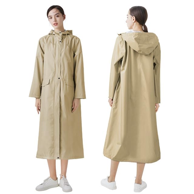 Langer Regenmantel wasserdichte Regenjacke Unisex Regenponcho mit Pattentasche