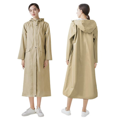 Manteau imperméable long imperméable, poncho de pluie unisexe avec poche à rabat