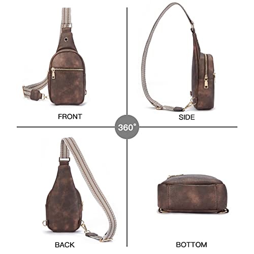 Chest Sling Bag, PU Leather Crossbody Bag Small Shoulder Bag for Outdoor Sports/Travel/Shopping