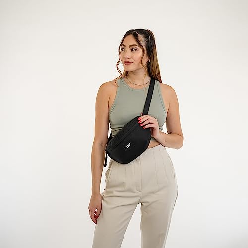 Fanny Pack Noir - Finn - Sac banane pour le sport en plein air en ville - Sac banane élégant pour le festival - Sac bandoulière avec sangle - Résistant à l'eau 