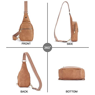 Chest Sling Bag, PU Leather Crossbody Bag Small Shoulder Bag for Outdoor Sports/Travel/Shopping