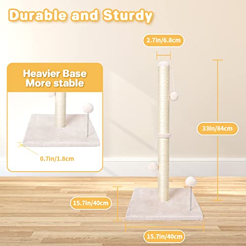 Cat Scratching Post 84cm with Ultimate Natural Sisal Rope Scratching Post for Kittens