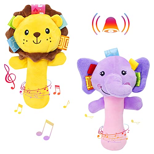 Pack Plush Baby Soft Rattle Toys Stuffed Animal Hand Rattles Musical