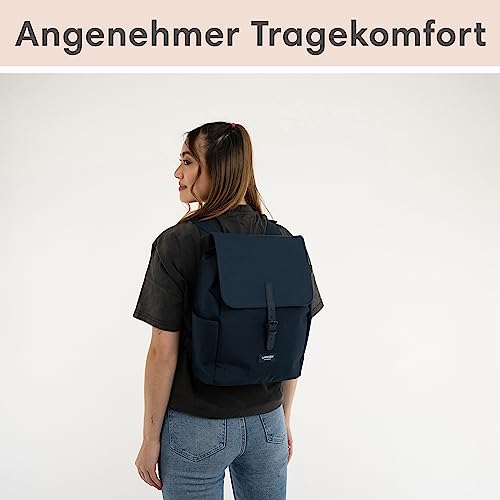 Backpack Small Blue - Ida - Small backpack for leisure, university or city - With laptop compartment (up to 13 inches) - Elegant & Sustainable - Water repellent