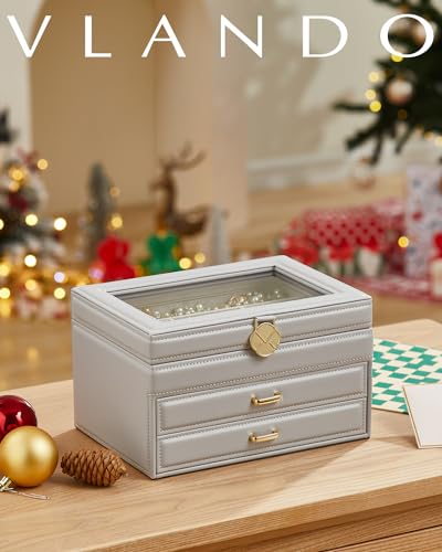 Universal Modern Jewelry Box, Jewelry Storage with 3 Levels and 2 Drawers