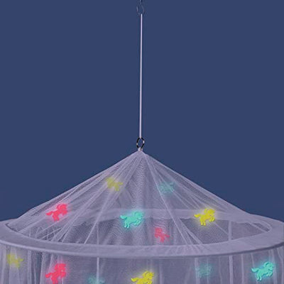 Bed canopy with pre-pasted glowing unicorns - princess mosquito net for girls room decoration - canopy bed curtains for kids and baby bed