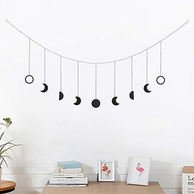 Moon phase garland with chains boho hanging ornaments moon hanging art room decoration