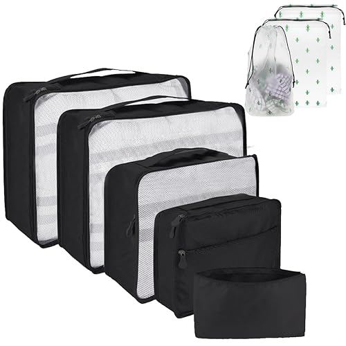 8-Piece Suitcase Organisers, Packing Cubes for Travel and Holiday, Travel Organiser Includes Cosmetic Bag, Shoe Bag, Suitcase Organiser Set for Home Storage