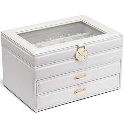 Universal fashion jewelry box, jewelry storage with 3 levels and 2 drawers