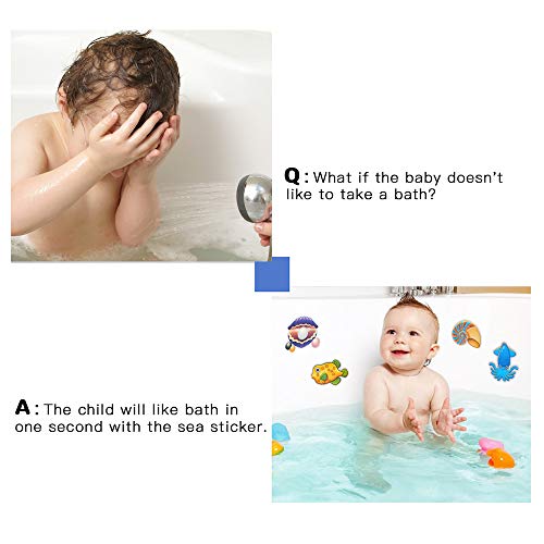 Anti-slip bathtub stickers, 20 large self-adhesive stickers for children for shower and bathtub with premium scraper, sea motif, each design approx.