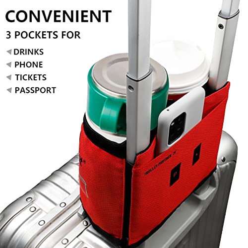 Suitcase Drink Holder for Coffee Drinking Cup Bottle Holder Luggage Cup Holder Additional Bag - Foldable Practical Travel Accessories Accessories for Travelers, Flight Attendants Red