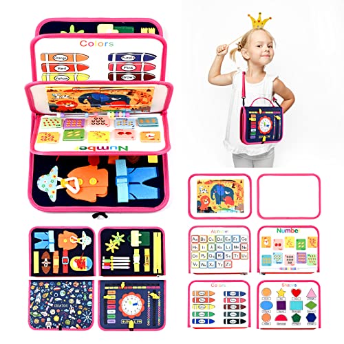 Busy Board Toy Activity Board Baby Sensory Toy Motor Activity Toy 5 Layers Quiet Book Motor Activity Board for Toddlers Airplane Car Traveling