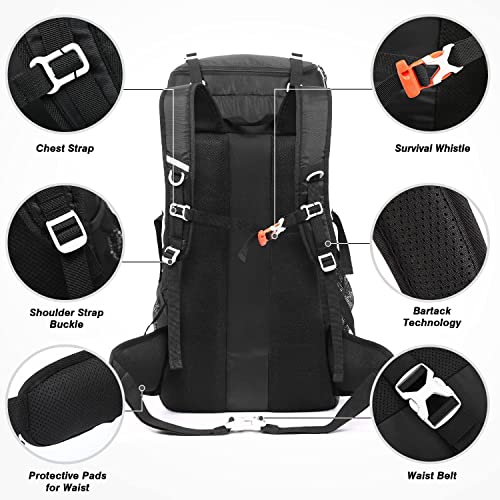 Hiking Backpack 50L, Waterproof Trekking Backpack Travel Backpack Outdoor Hiking Backpack With Rain Cover, Backpacker Backpack For Hiking, Climbing, Camping, Travel Sports