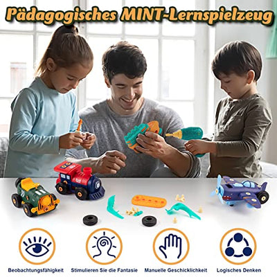 Toy car set, construction vehicles car kit for kids with electric car, airplane, train/boat, drill/engine