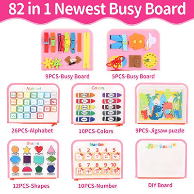 Busy Board Toy, Activity Board Motor Activity Toy, Baby Sensory Learning Toy Motor Activity Board for Travel Car Airplane