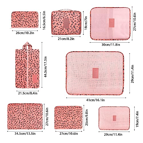 Pack of 8 Packing Cubes, Suitcase Organisation Cubes, with Shoe Bag, Laundry Bag, Travel Organisers, Clothes Bags, for Backpack