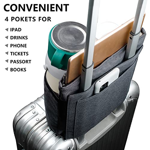 Travel Drink Holder Holds Two Coffee Cups & Tablets Fits Most Suitcase Handles, Practical Travel Accessories for Travelers, Flight Attendants, Gray