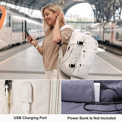 Travel backpack ladies, airplane hand luggage backpack Lufthansa, 15.6 inch laptop backpack for work school travel, casual daypack school bag, cabin size, USB charging port