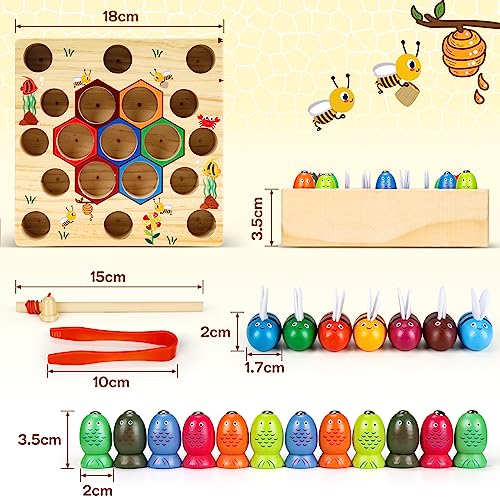 Magnetic fishing game 2 years kids toy 2 in 1 wood magnetic game