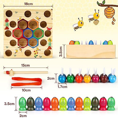 Magnetic fishing game 2 years kids toy 2 in 1 wood magnetic game