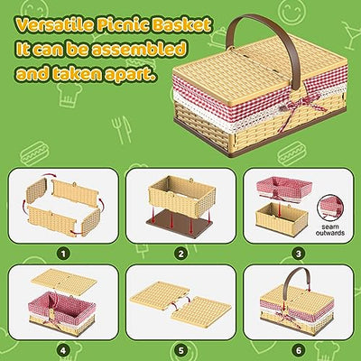 Kids kitchen accessories, play kitchen accessories with picnic basket, food toys 103 pieces, children role play games