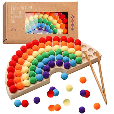 Wooden Peg Board Beads Game Wooden Clip Beads Game Rainbow Ball Elimination Game Toy Colour Classification Fine Motor Skills Educational Toy