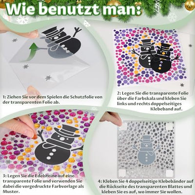 Kit de pierres précieuses pour les enfants, 4 fenêtres d'art sur le thème de Noël, kits de pierres précieuses pour les enfants