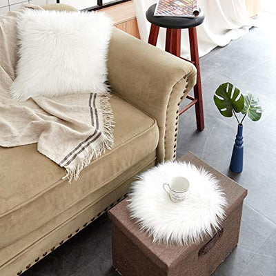 Sheepskin imitation lambskin, fur round, fur rug round, faux fur rug | fur seat cushion chair cushion round, fur for chairs, faux fur chair pad