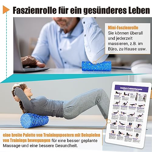 Faszienrollen-Set mit 3D-Strukturmassage, Mini-Faszienrolle, Faszienball und Duoball, Faszien-Set