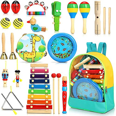 Ensemble d'instruments de musique pour enfants - 24 pièces instruments percussions jouets en bois