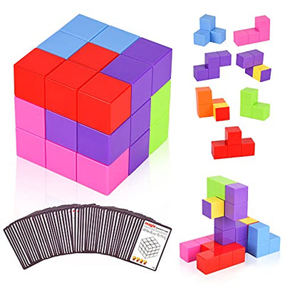 Magnetic Building Blocks Cubes, Building Blocks Toys for Kids with 54 Smart Cards