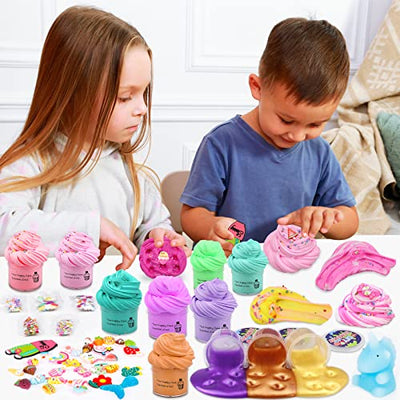 Lot de 35 slimes, beurre super doux, jouets en pâte à modeler pour enfants, mini slimes parfumés pour les fêtes d'enfants.