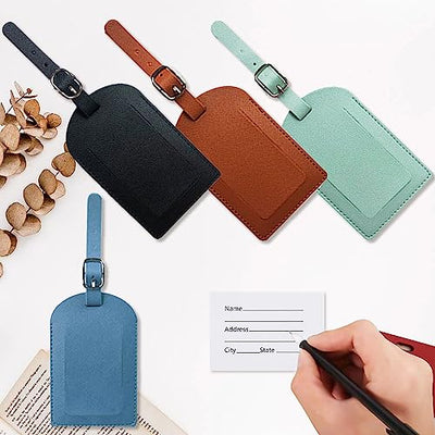 4 Piece Luggage Tag Luggage Tag With Address Label Waterproof PU Leather Travel Suitcase Tags Personalized Name Tag ID Label