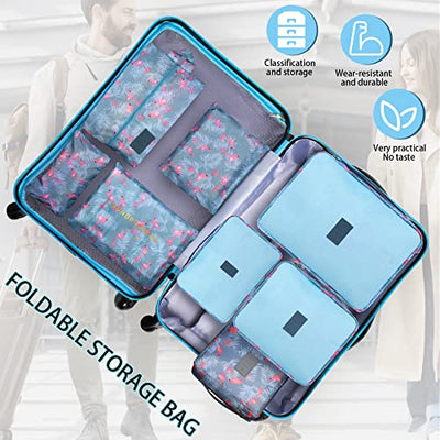 Pack of 8 Packing Cubes, Suitcase Organisation Cubes, with Shoe Bag, Laundry Bag, Travel Organisers, Clothes Bags, for Backpack