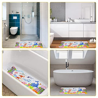 Bath Mat for Children Bath Mat Turtle and Shower Mat Non-Slip Bath Mat with Suction Cups Non-Slip BPA Free Cartoon Bath Mat for Bathtubs