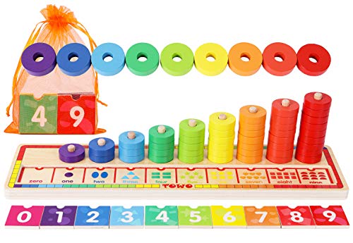 Wooden stacking rings - Learning to count - Counting game with 45 rings