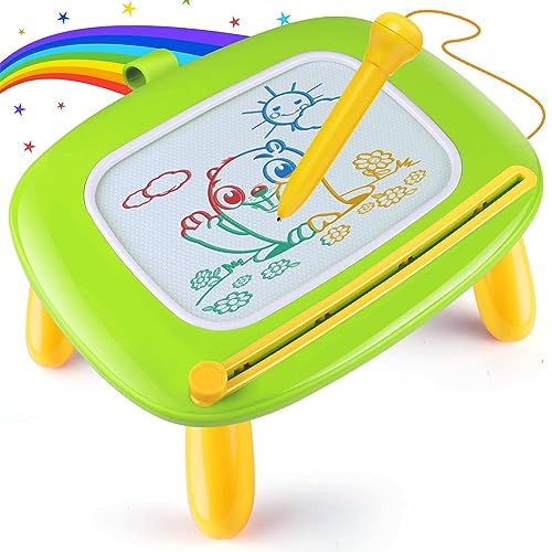 Magnetic Painting Board Magic Board for Kids, Colorful Erasable Magnetic Board Drawing Board with Legs for Toddler Toys (Green)