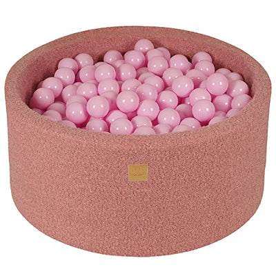 Ball Pool Baby - Runder 90x40cm Baby Pool für Kinder mit 200 Bällen, Boucle, Pink: Alle Pastellrosa