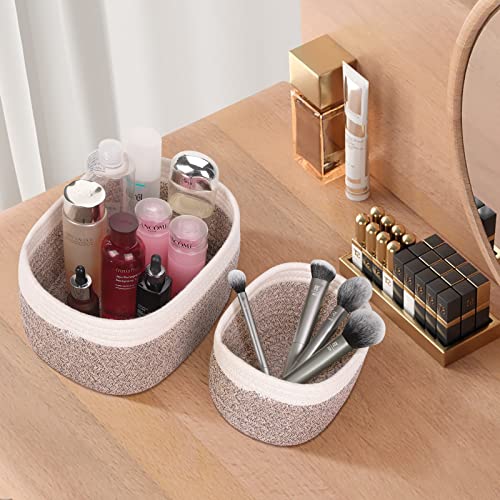 Set of 4 Storage Basket Woven Cotton Rope, Basket Storage Changing Table Organizer