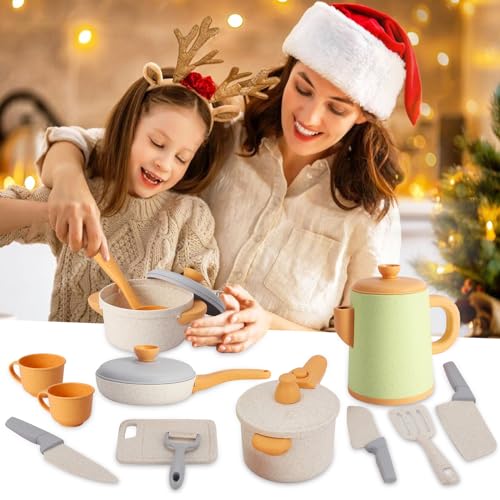 Kids kitchen accessories mud kitchen outdoor for kids, kitchen toys cookware, play kitchen accessories with pot set, role play toys