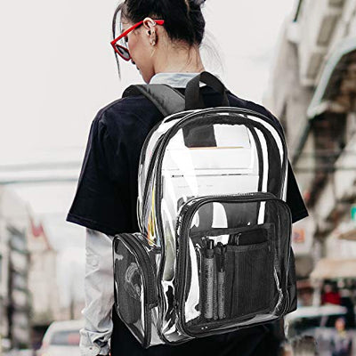 Clear Backpack Plastic School Backpack School Bag, Transparent Waterproof Clear Durable PVC Book Bag Clear Backpack for School Theater and Work