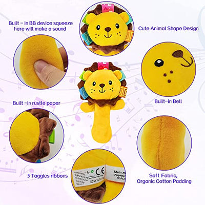 Pack Plush Baby Soft Rattle Toys Stuffed Animal Hand Rattles Musical