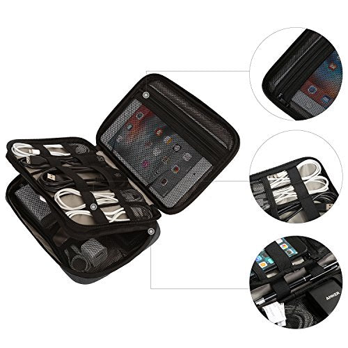 Electronics Bag, Double Layer Electronic Bag Travel for iPad Mini, Cable, Charger, Adapter, Powerbank, USB Sticks, SD Cards