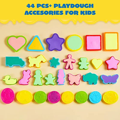 44 pieces modeling tool set for kids, modeling clay accessories with model cookie cutters, dough plasticine tools modeling tool kitchen toys educational toys