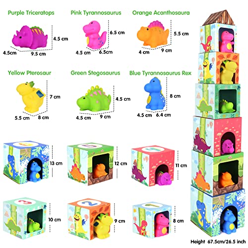 Toys, motor skills toys stacking cube and stacking tower contains dinosaur toys bath toys