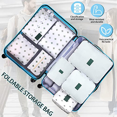 Pack of 8 Packing Cubes, Suitcase Organisation Cubes, with Shoe Bag, Laundry Bag, Travel Organisers, Clothes Bags, for Backpack