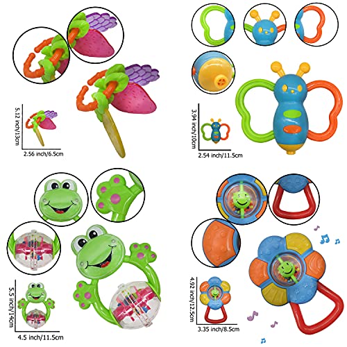 Baby Rattle Teether Toy Set Babies First Rattles Babies First Toy Gift Set for Infants Newborn Baby Boys Girls 3 6 9 Months 11 Pieces